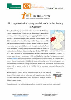 First representative survey on children’s health literacy in Germany